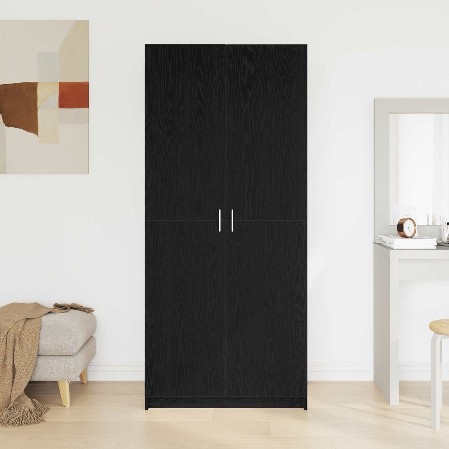 vidaXL Wardrobe Black Oak 80 x 50.5 x 180 cm Engineered Wood