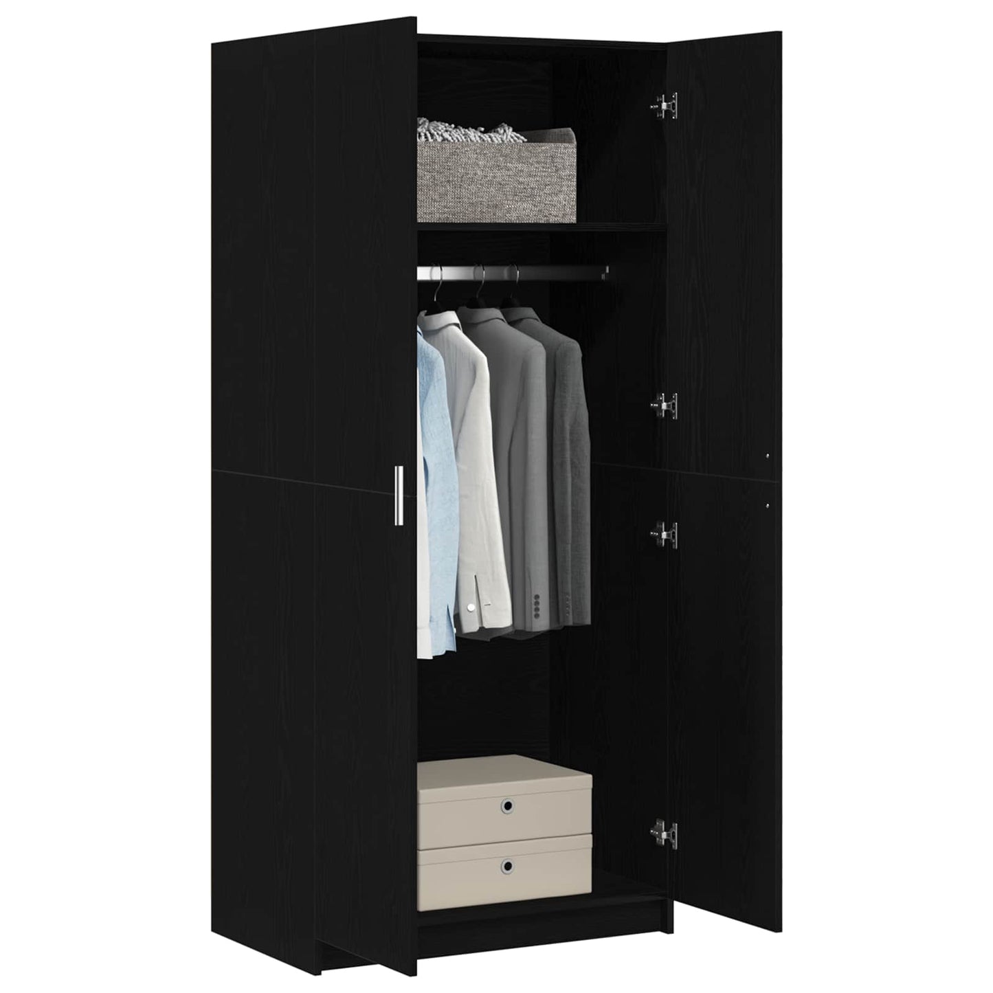vidaXL Wardrobe Black Oak 80 x 50.5 x 180 cm Engineered Wood