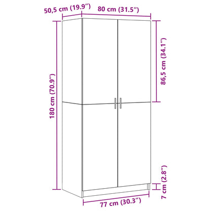 vidaXL Wardrobe Black Oak 80 x 50.5 x 180 cm Engineered Wood