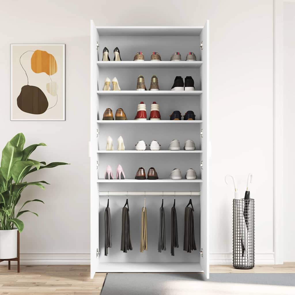 vidaXL Shoe Cabinet 80 x 39 x 178 cm Engineered Wood White