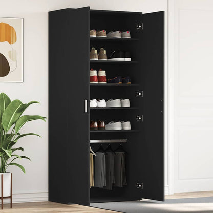 vidaXL Shoe Cabinet 80 x 39 x 178 cm Engineered Wood Black