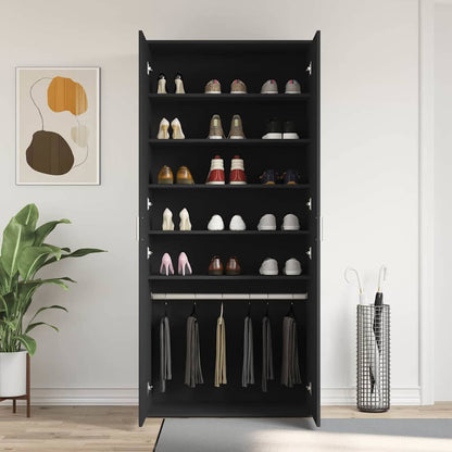 vidaXL Shoe Cabinet 80 x 39 x 178 cm Engineered Wood Black