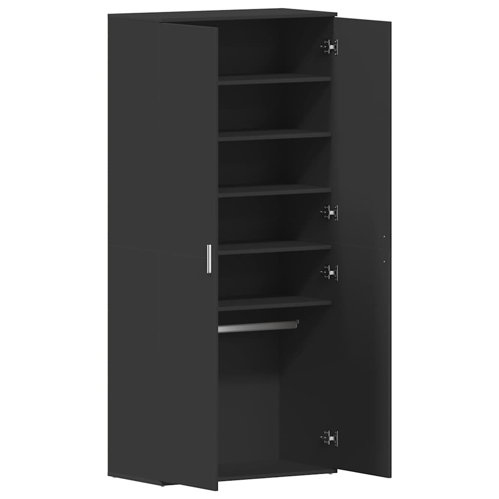 vidaXL Shoe Cabinet 80 x 39 x 178 cm Engineered Wood Black
