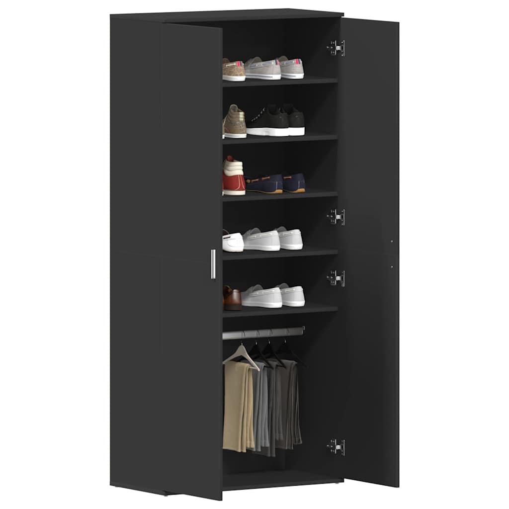 vidaXL Shoe Cabinet 80 x 39 x 178 cm Engineered Wood Black