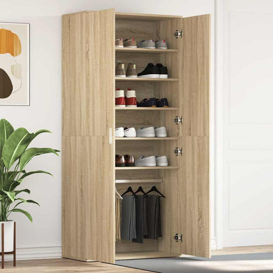 vidaXL Shoe Cabinet 80 x 39 x 178 cm Engineered Wood Sonoma Oak