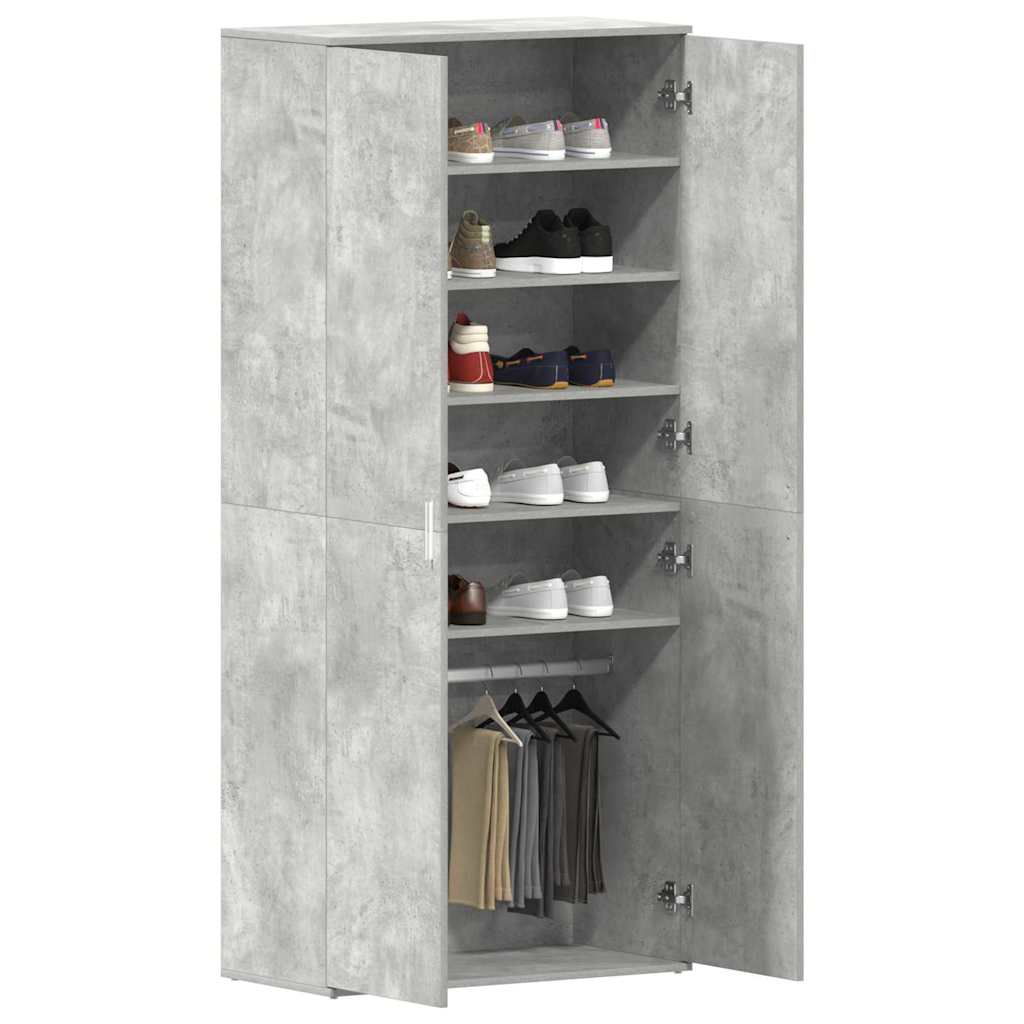 vidaXL Shoe Cabinet 80 x 39 x 178 cm Engineered Wood Concrete Grey