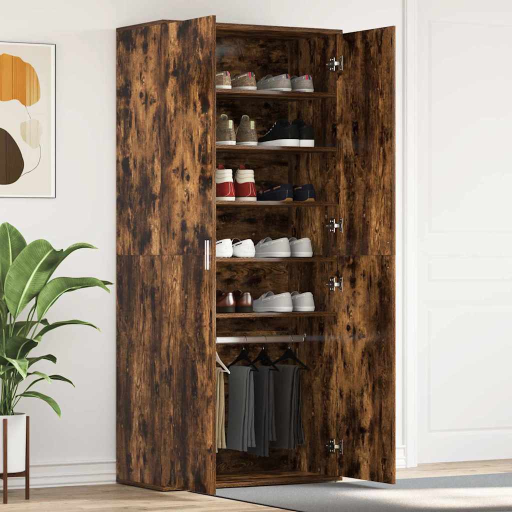 vidaXL Shoe Cabinet 80 x 39 x 178 cm Engineered Wood Smoked Oak