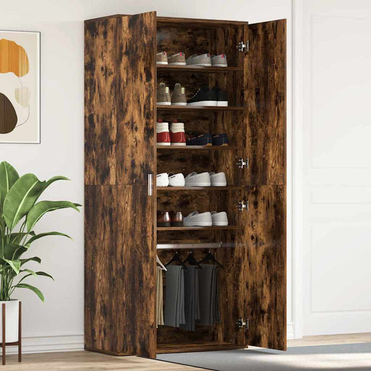 vidaXL Shoe Cabinet 80 x 39 x 178 cm Engineered Wood Smoked Oak