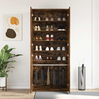 vidaXL Shoe Cabinet 80 x 39 x 178 cm Engineered Wood Smoked Oak