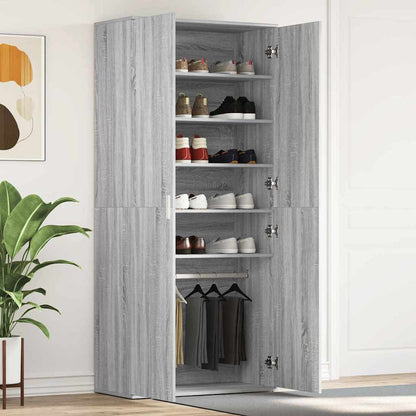 vidaXL Shoe Cabinet 80 x 39 x 178 cm Engineered Wood Grey Sonoma