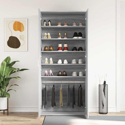 vidaXL Shoe Cabinet 80 x 39 x 178 cm Engineered Wood Grey Sonoma