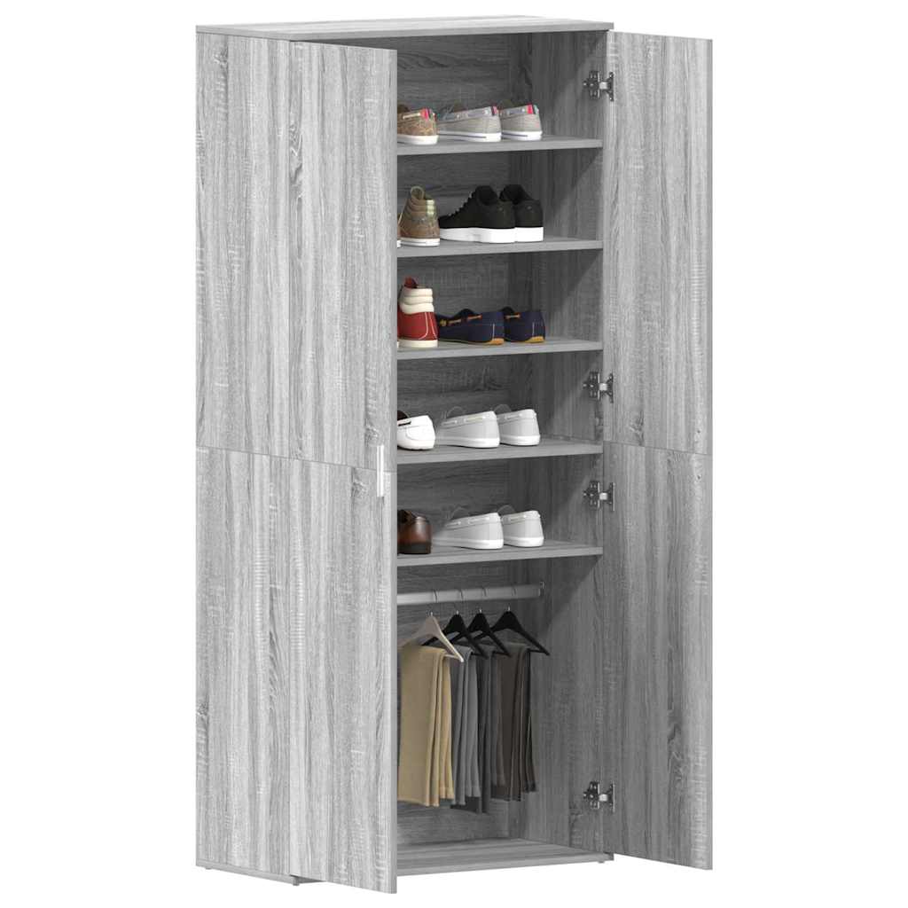 vidaXL Shoe Cabinet 80 x 39 x 178 cm Engineered Wood Grey Sonoma
