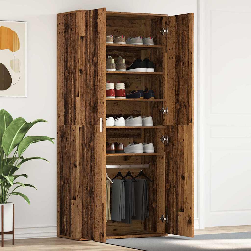 vidaXL Shoe Cabinet Old Wood 80 x 39 x 178 cm Engineered Wood