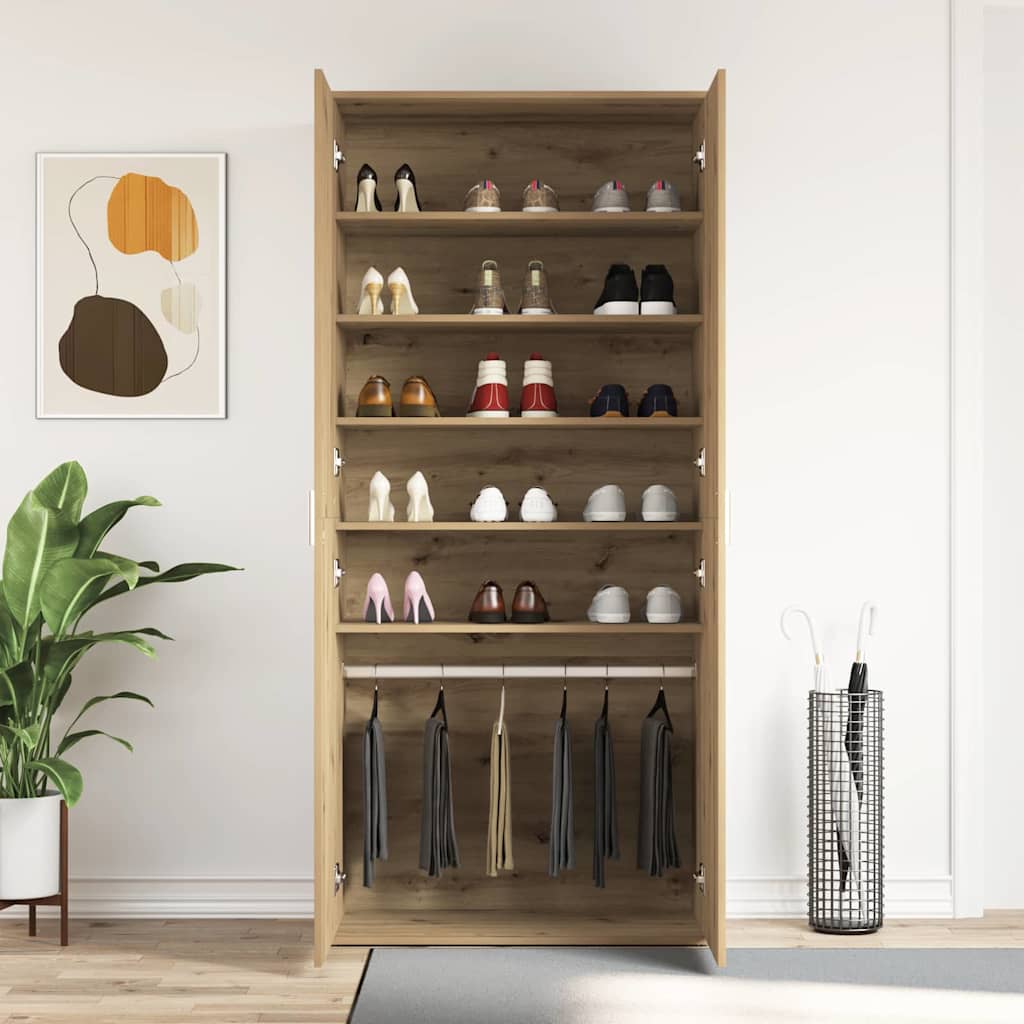 vidaXL Shoe Cabinet 80 x 39 x 178 cm Engineered Wood Artisan Oak