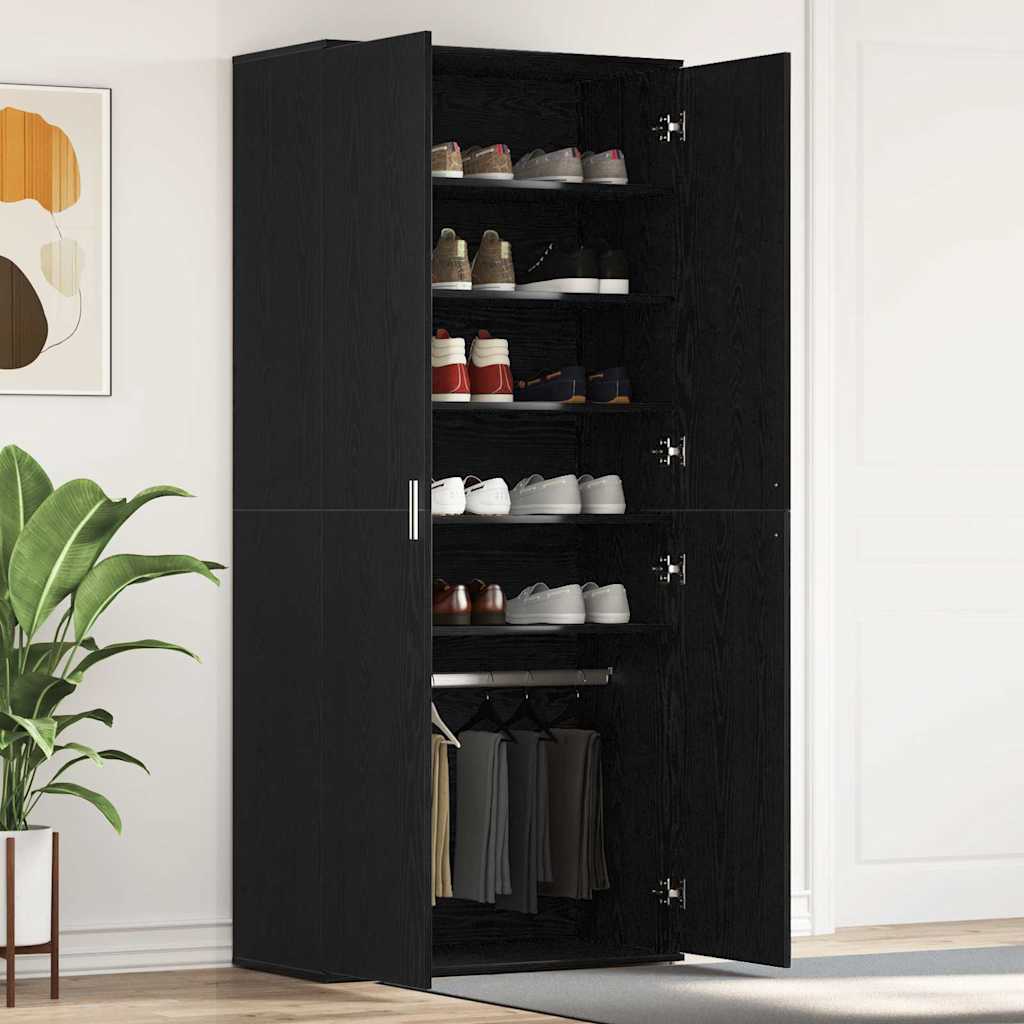 vidaXL Shoe Cabinet 80 x 39 x 178 cm Engineered Wood Black Oak