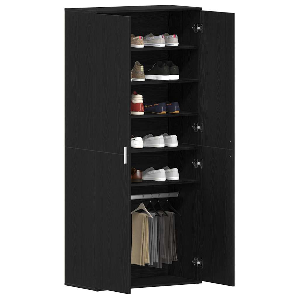 vidaXL Shoe Cabinet 80 x 39 x 178 cm Engineered Wood Black Oak