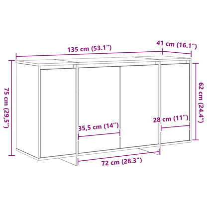 vidaXL White Sideboard White Wood 135 x 41 x 75 cm White Sideboard