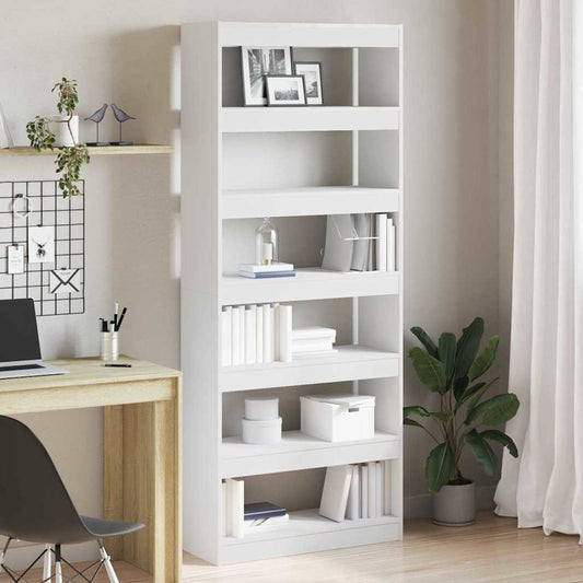 vidaXL Book Cabinet 6-Tier 80 x 30 x 198 cm Engineered Wood White