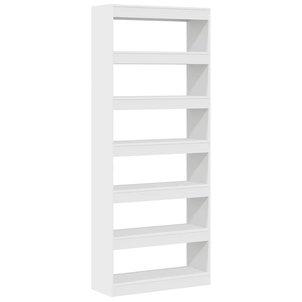 vidaXL Book Cabinet 6-Tier 80 x 30 x 198 cm Engineered Wood White