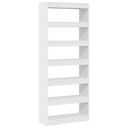 vidaXL Book Cabinet 6-Tier 80 x 30 x 198 cm Engineered Wood White
