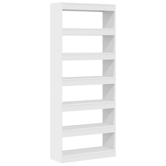 vidaXL Book Cabinet 6-Tier 80 x 30 x 198 cm Engineered Wood White