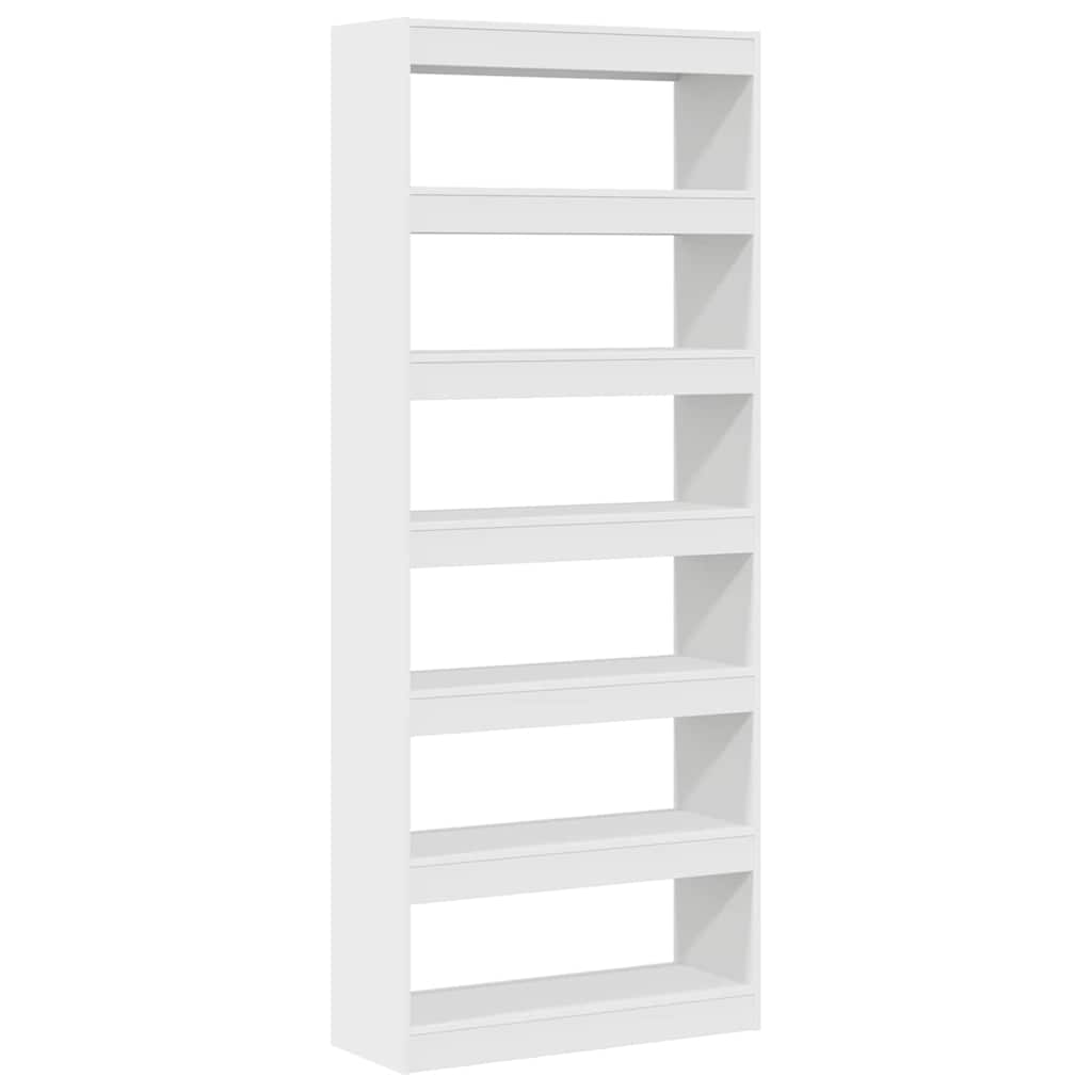 vidaXL Book Cabinet 6-Tier 80 x 30 x 198 cm Engineered Wood White