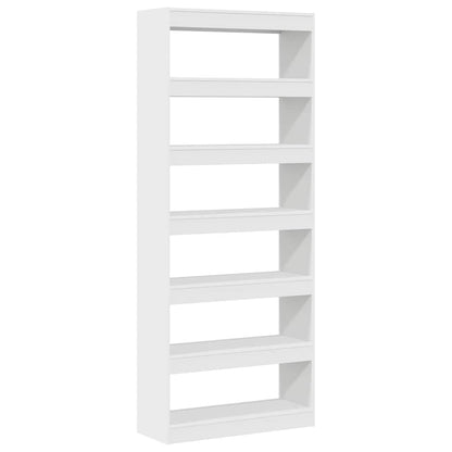 vidaXL Book Cabinet 6-Tier 80 x 30 x 198 cm Engineered Wood White