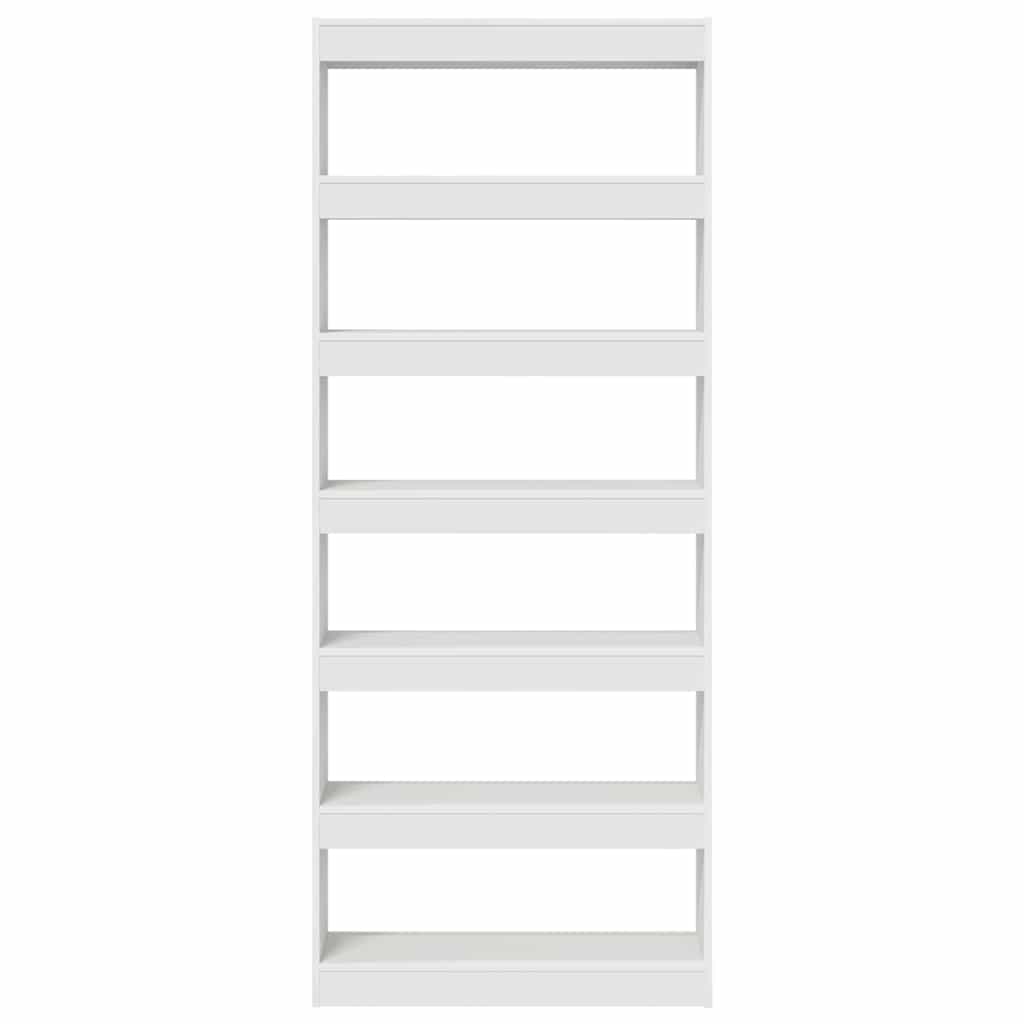 vidaXL Book Cabinet 6-Tier 80 x 30 x 198 cm Engineered Wood White
