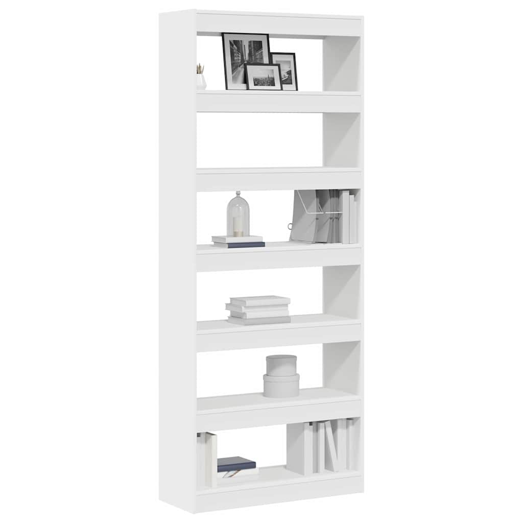 vidaXL Book Cabinet 6-Tier 80 x 30 x 198 cm Engineered Wood White