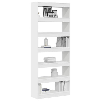 vidaXL Book Cabinet 6-Tier 80 x 30 x 198 cm Engineered Wood White
