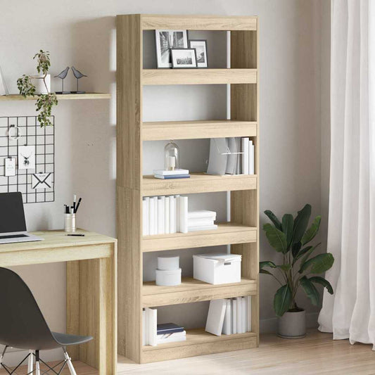 vidaXL Book Cabinet 6-Tier 80 x 30 x 198 cm Engineered Wood Sonoma Oak