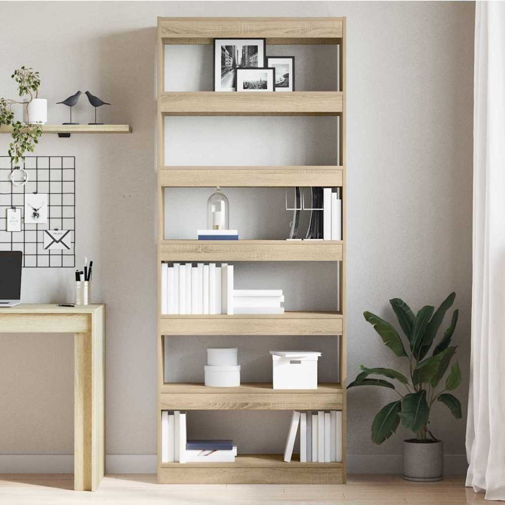 vidaXL Book Cabinet Sonoma Oak 80 x 30 x 198 cm Engineered Wood