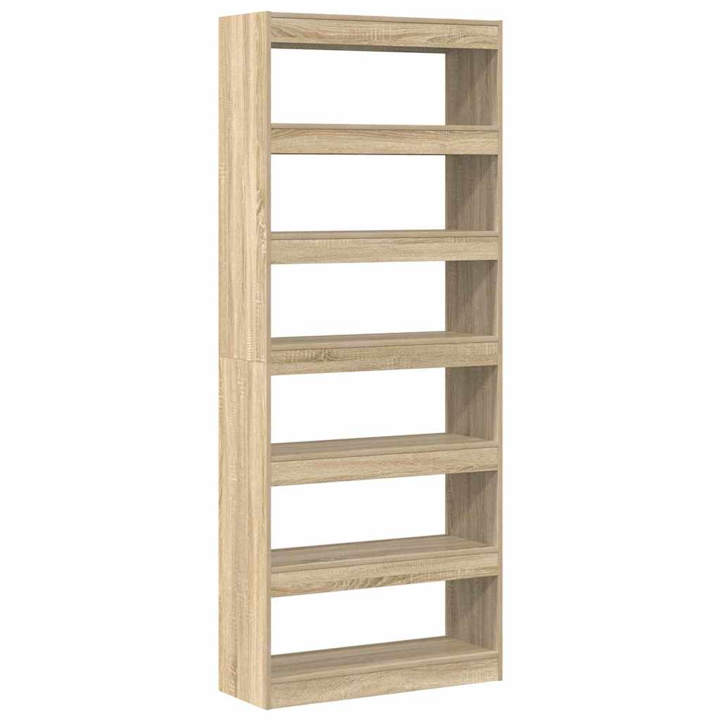 vidaXL Book Cabinet 6-Tier 80 x 30 x 198 cm Engineered Wood Sonoma Oak