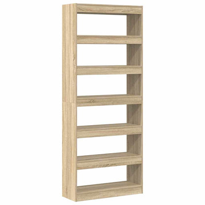 vidaXL Book Cabinet 6-Tier 80 x 30 x 198 cm Engineered Wood Sonoma Oak
