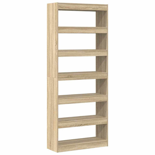 vidaXL Book Cabinet 6-Tier 80 x 30 x 198 cm Engineered Wood Sonoma Oak
