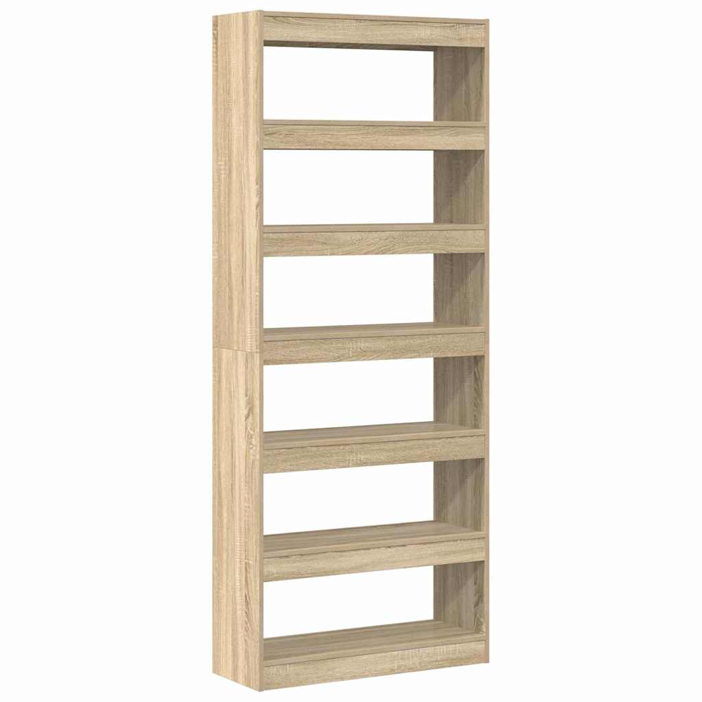 vidaXL Book Cabinet 6-Tier 80 x 30 x 198 cm Engineered Wood Sonoma Oak