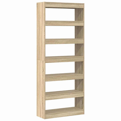 vidaXL Book Cabinet 6-Tier 80 x 30 x 198 cm Engineered Wood Sonoma Oak