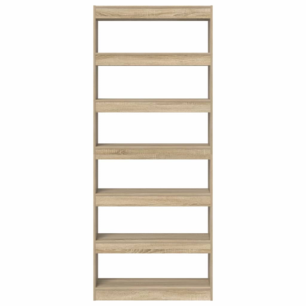 vidaXL Book Cabinet 6-Tier 80 x 30 x 198 cm Engineered Wood Sonoma Oak