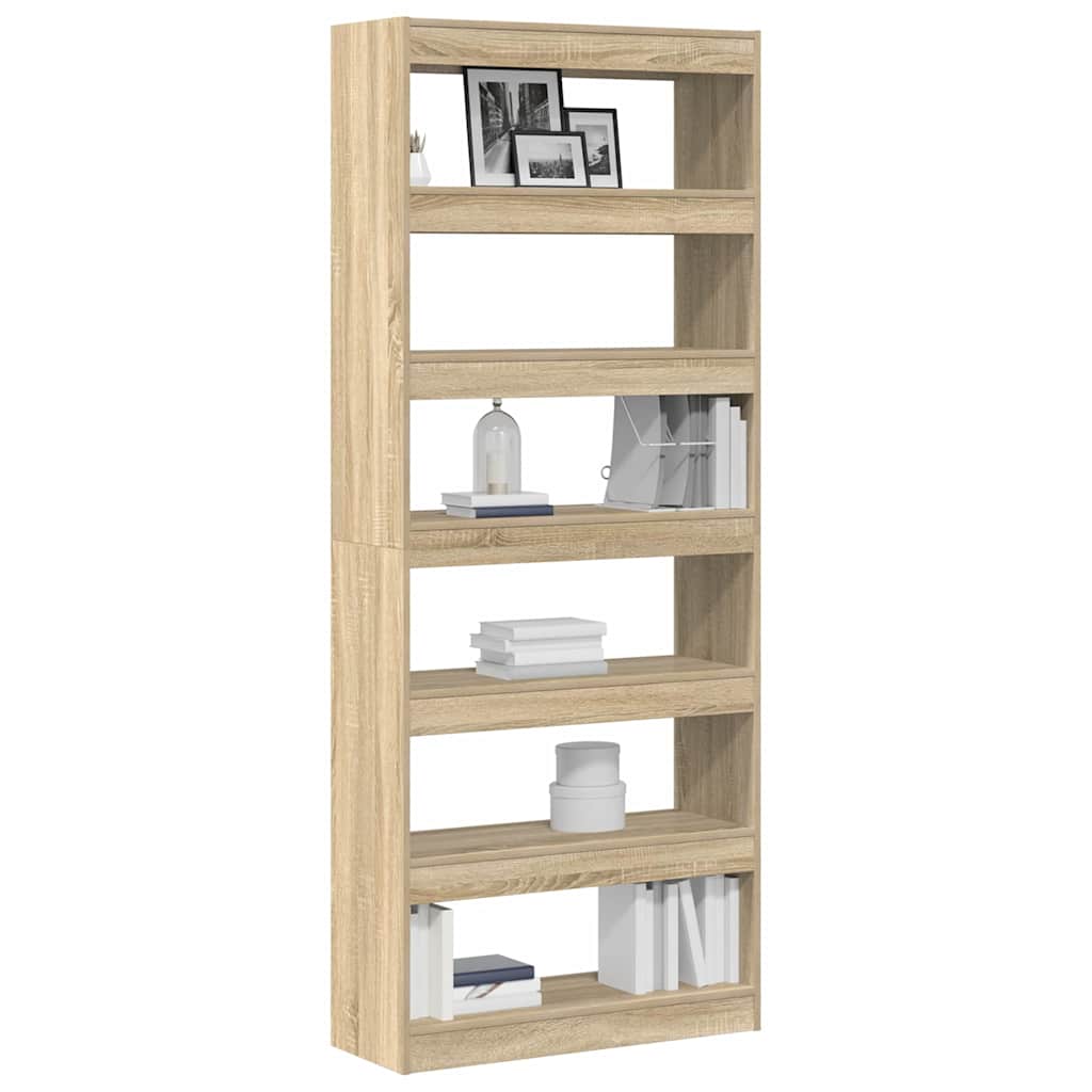 vidaXL Book Cabinet 6-Tier 80 x 30 x 198 cm Engineered Wood Sonoma Oak