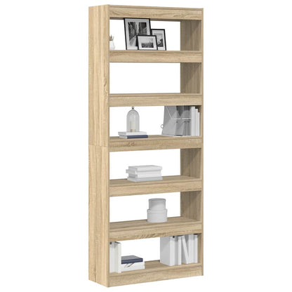 vidaXL Book Cabinet 6-Tier 80 x 30 x 198 cm Engineered Wood Sonoma Oak