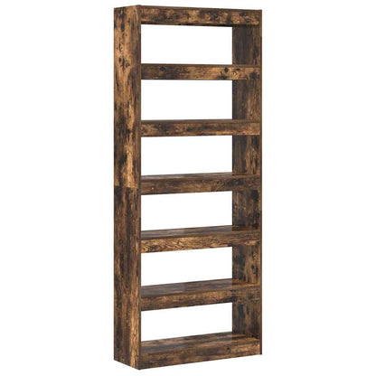 vidaXL Book Cabinet Smoked Oak 80 x 30 x 198 cm Engineered Wood