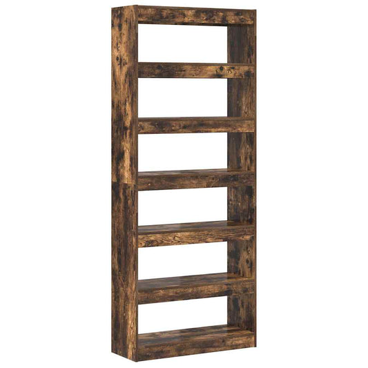 vidaXL Book Cabinet 6-Tier 80 x 30 x 198 cm Engineered Wood Smoked Oak