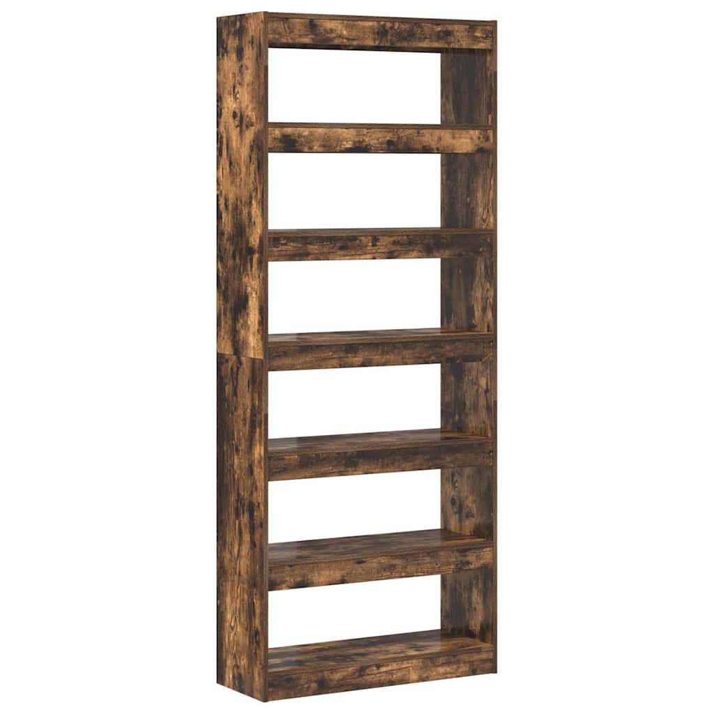 vidaXL Book Cabinet Smoked Oak 80 x 30 x 198 cm Engineered Wood