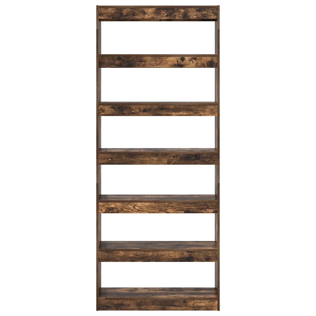 vidaXL Book Cabinet Smoked Oak 80 x 30 x 198 cm Engineered Wood