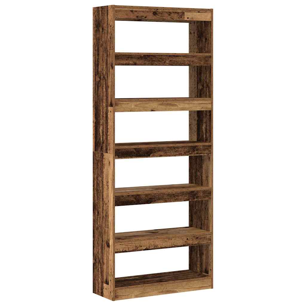 vidaXL Book Cabinet 6-Tier 80 x 30 x 198 cm Engineered Wood Old Wood