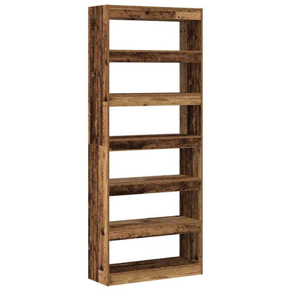 vidaXL Book Cabinet 6-Tier 80 x 30 x 198 cm Engineered Wood Old Wood