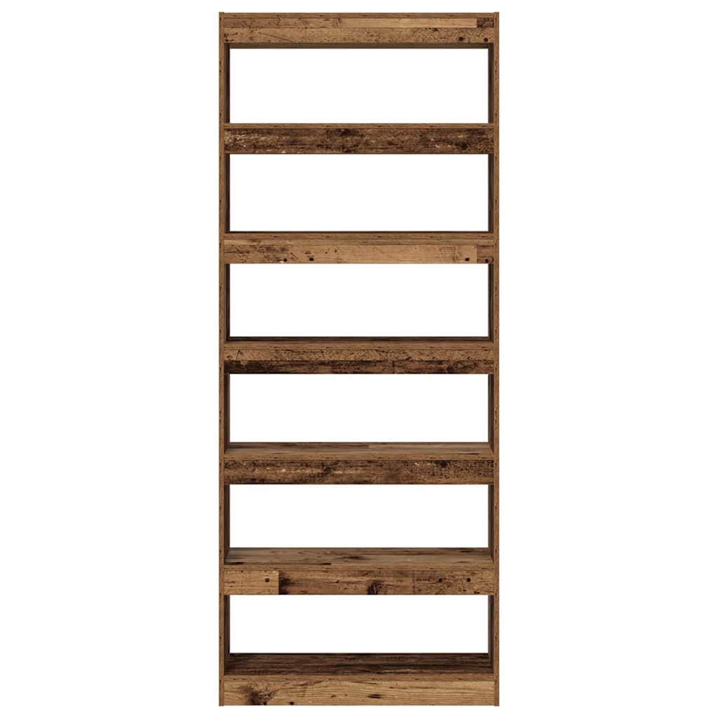 vidaXL Book Cabinet 6-Tier 80 x 30 x 198 cm Engineered Wood Old Wood