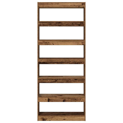 vidaXL Book Cabinet 6-Tier 80 x 30 x 198 cm Engineered Wood Old Wood