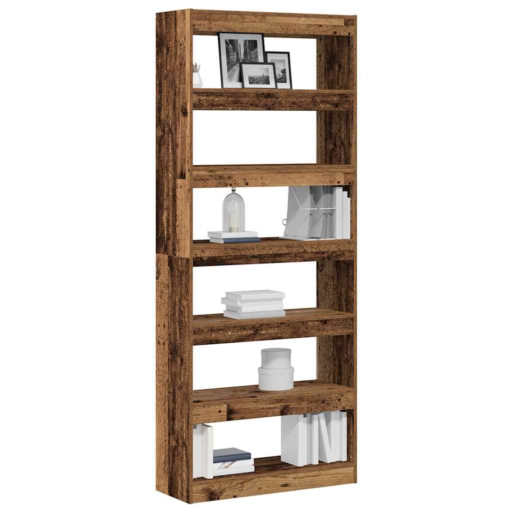 vidaXL Book Cabinet 6-Tier 80 x 30 x 198 cm Engineered Wood Old Wood