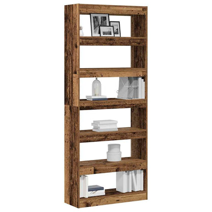 vidaXL Book Cabinet 6-Tier 80 x 30 x 198 cm Engineered Wood Old Wood
